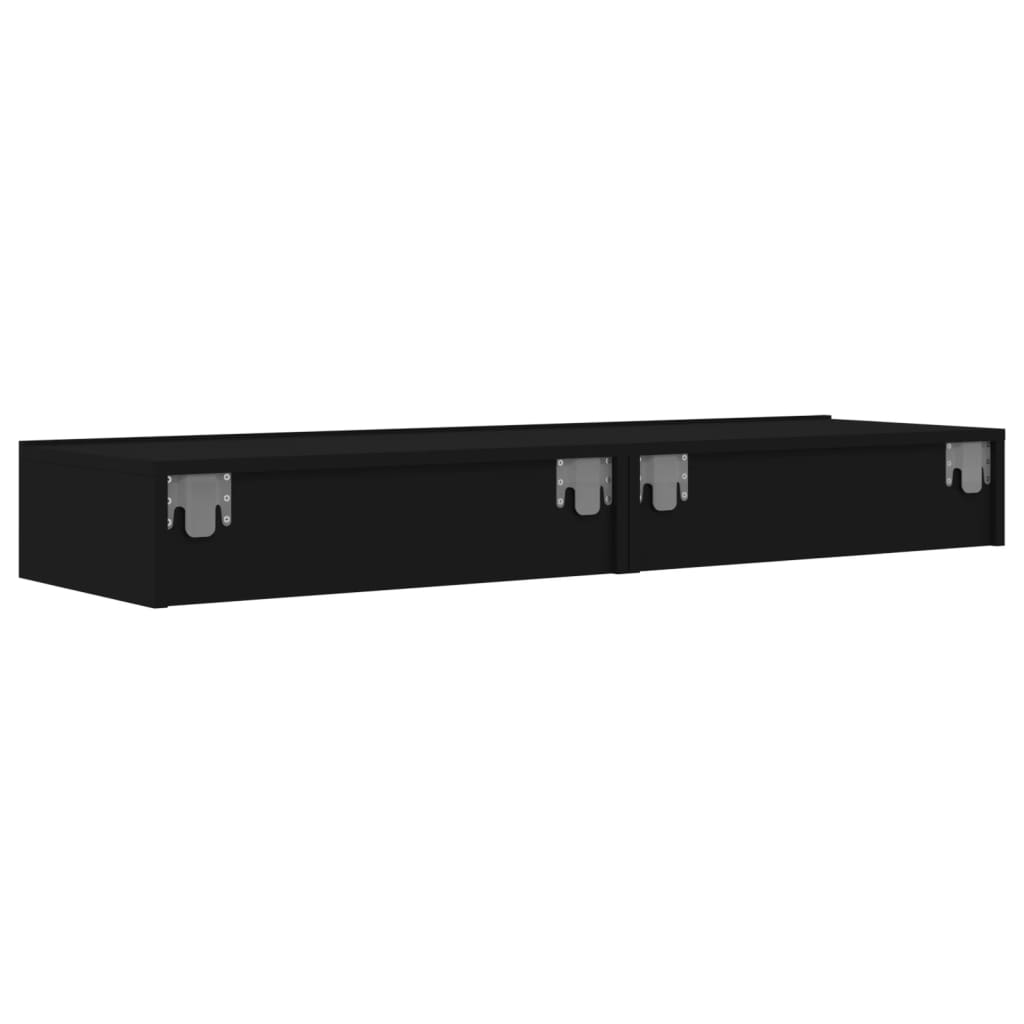 TV spintelės su LED lemputėmis, 2vnt., juodos, 60x35x15,5cm