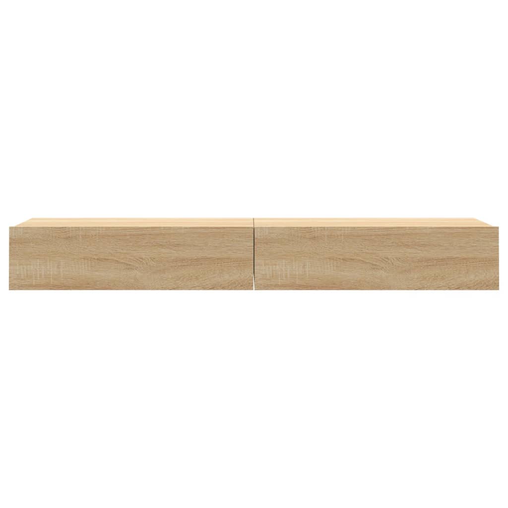 TV spintelės su LED lemputėmis, 2vnt., ąžuolo, 60x35x15,5cm