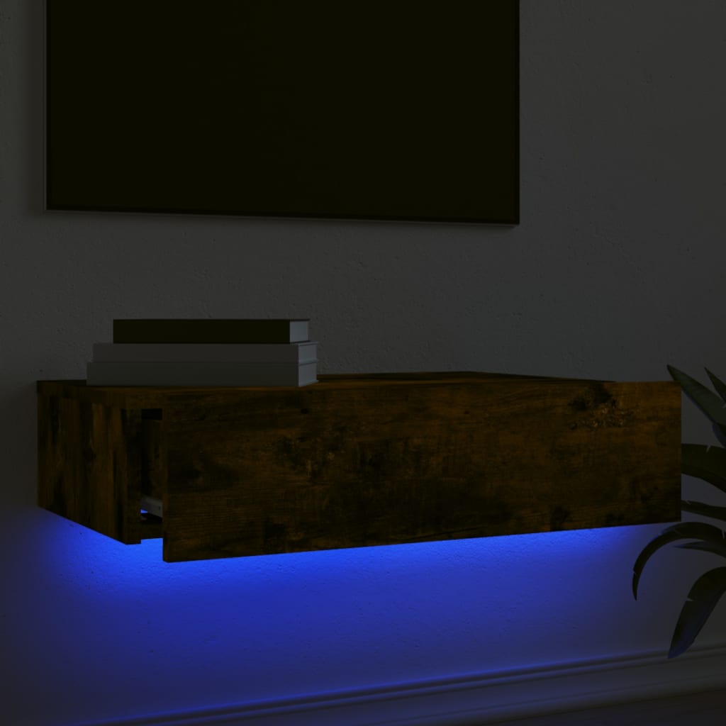 TV skapītis ar LED gaismām, dūmu krāsas, 60x35x15,5cm