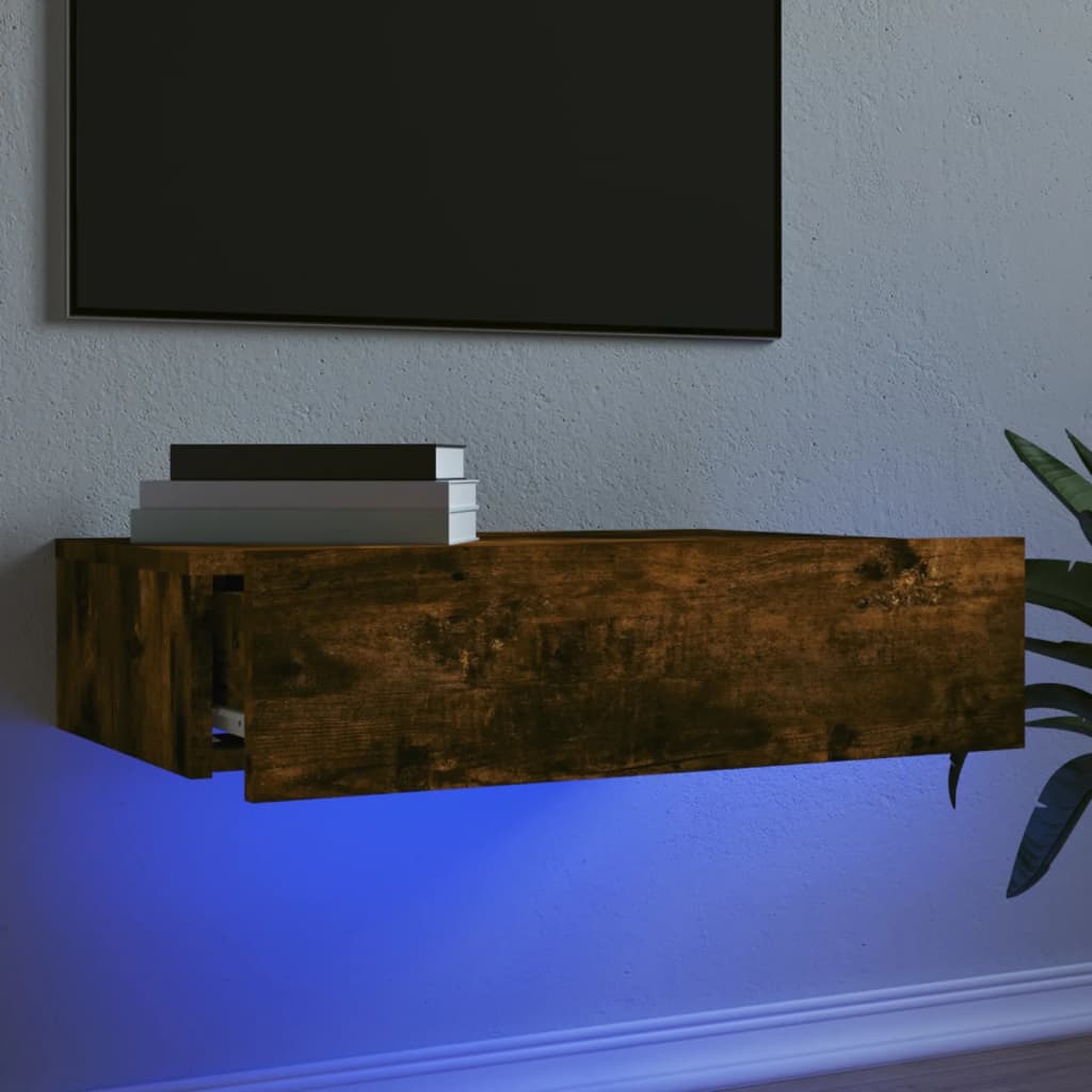 TV skapītis ar LED gaismām, dūmu krāsas, 60x35x15,5cm