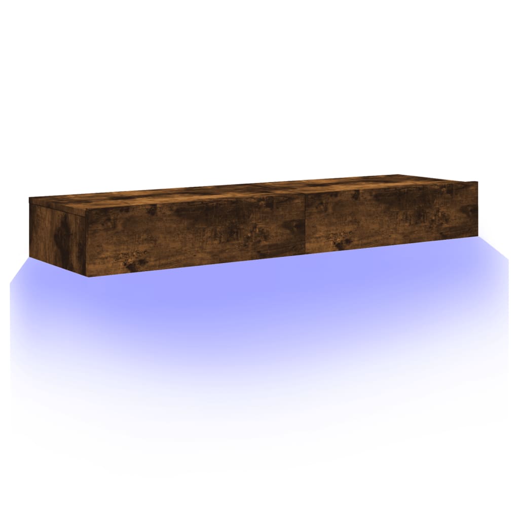 TV Cabinets with LED Lights, 2 pcs., Smoked, 60x35x15.5cm