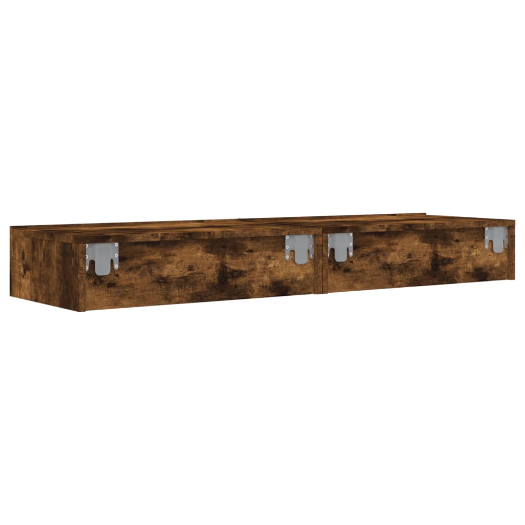 TV Cabinets with LED Lights, 2 pcs., Smoked, 60x35x15.5cm