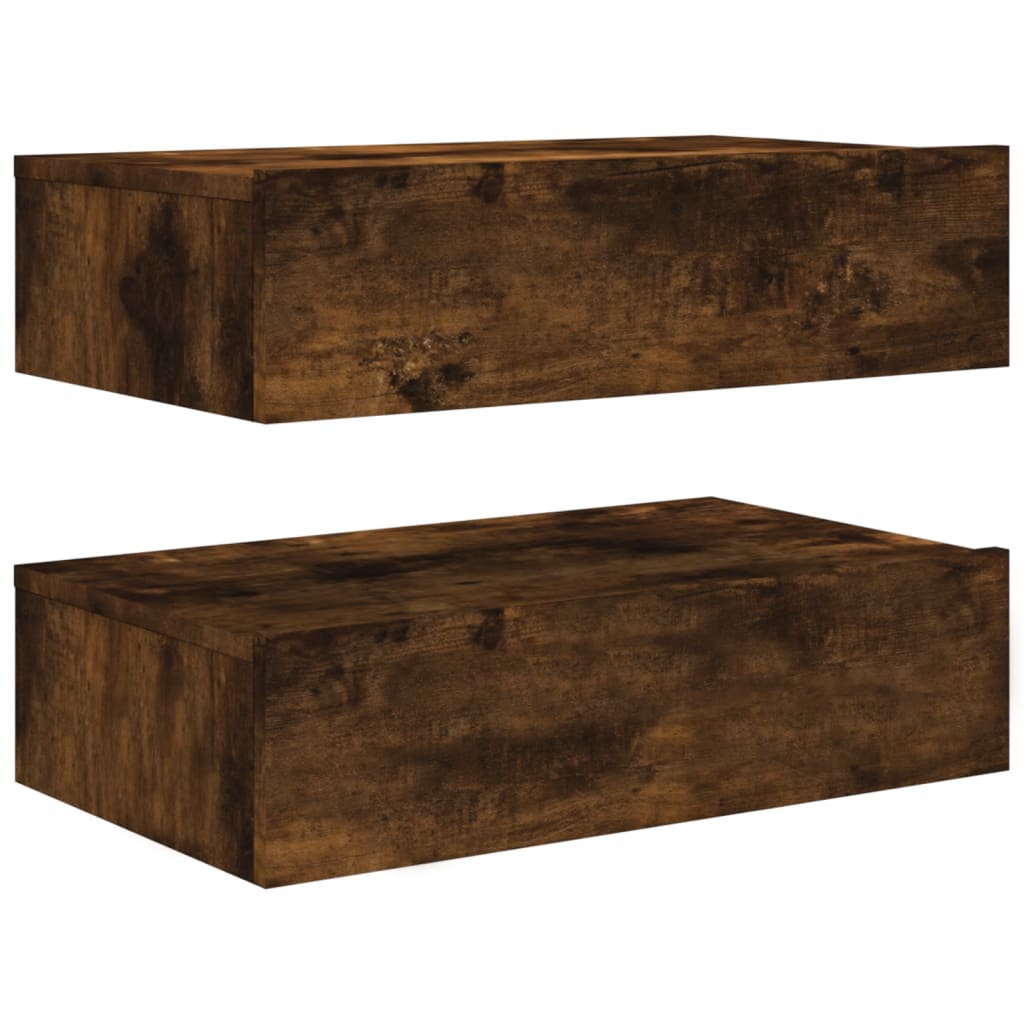 TV Cabinets with LED Lights, 2 pcs., Smoked, 60x35x15.5cm