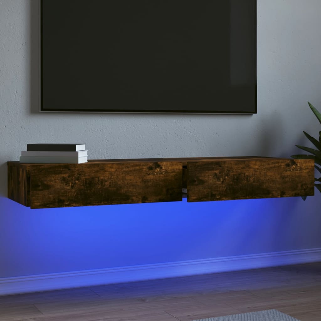 TV Cabinets with LED Lights, 2 pcs., Smoked, 60x35x15.5cm
