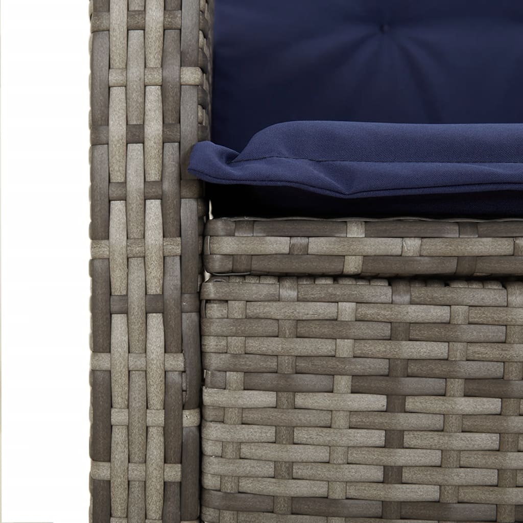 Reclining garden chairs with cushions, 2 pcs, grey, poly rattan