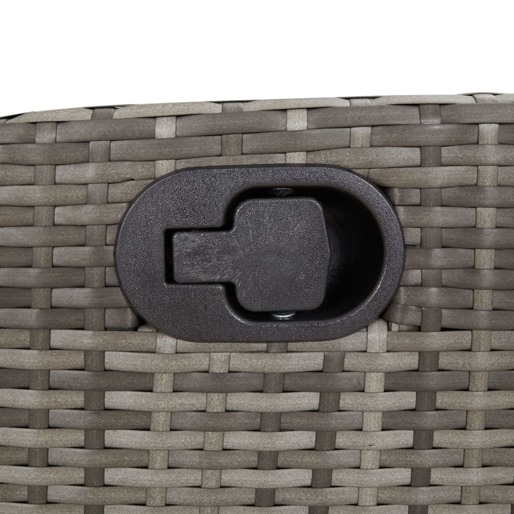 Reclining garden chair with cushions, grey, poly rattan