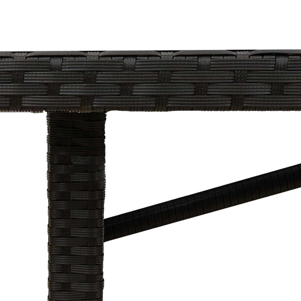 Stalas su stikliniu stalviršiu, juodas, 190x80x74cm, ratanas