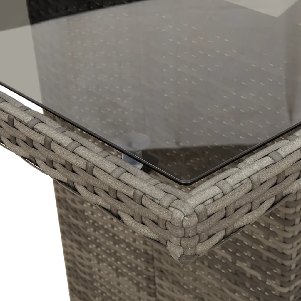 Table with glass top, grey, 190x80x74cm, PE rattan