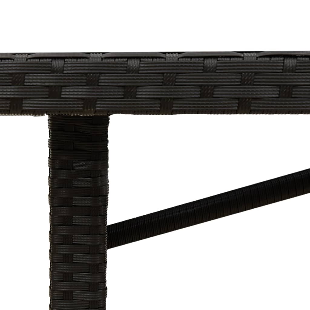 Stalas su akacijos stalviršiu, juodas, 190x80x74cm, poliratanas