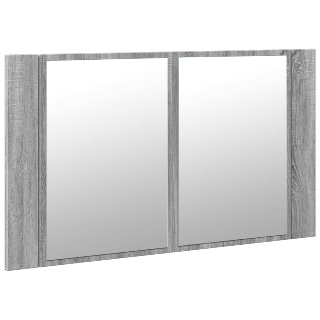 Pelēks vannas istabas spoguļskapītis ar LED, 80x12x45cm, akrils