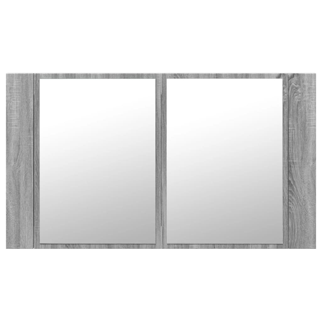 Pelēks vannas istabas spoguļskapītis ar LED, 80x12x45cm, akrils