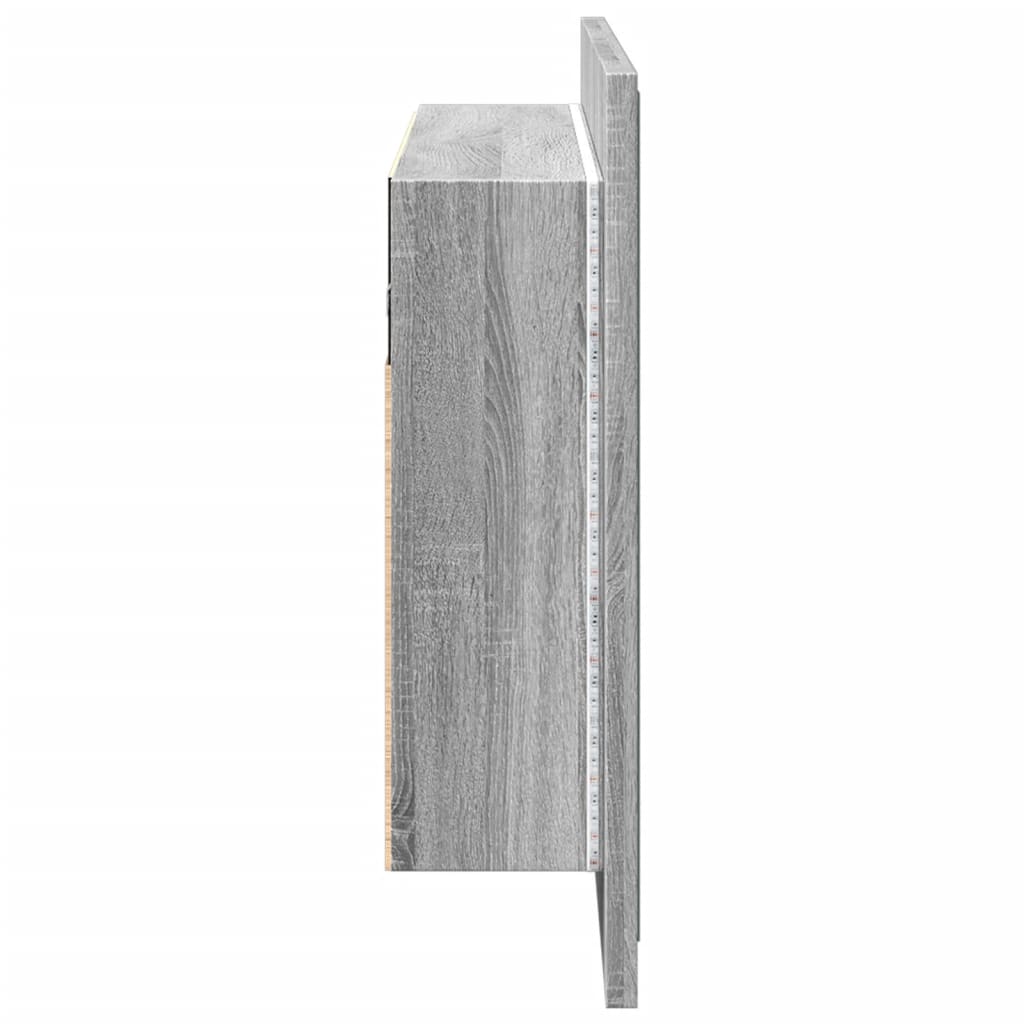 Pelēks vannas istabas spoguļskapītis ar LED, 80x12x45cm, akrils
