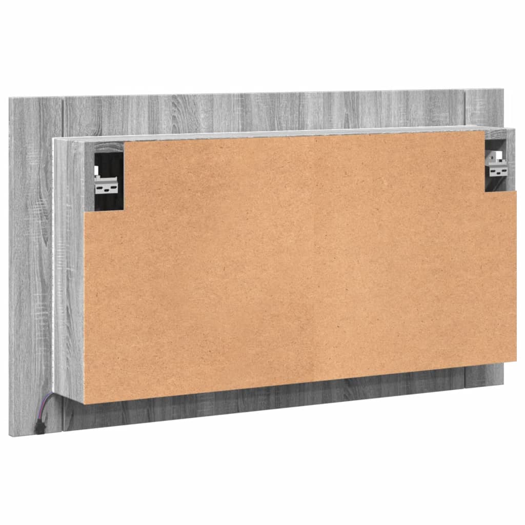 Pelēks vannas istabas spoguļskapītis ar LED, 80x12x45cm, akrils