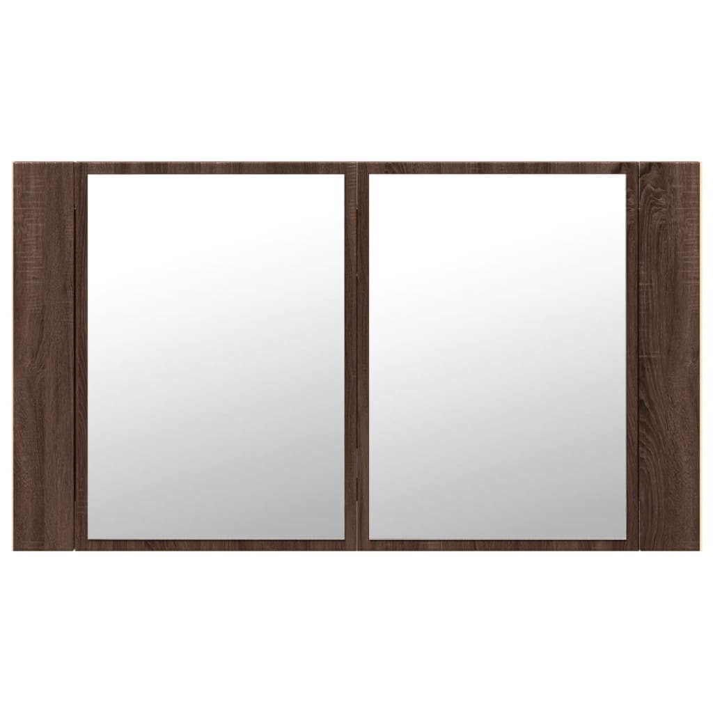Veidrodinė vonios spintelė su LED, ruda, 80x12x45cm, akrilas