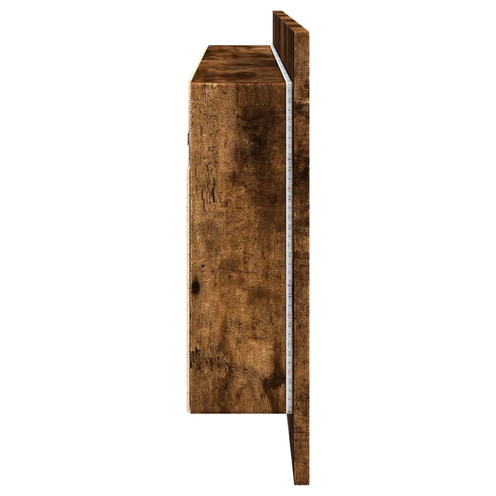 Spoguļskapītis vannasistabai ar LED, dūmu ozols, 100x12x45cm