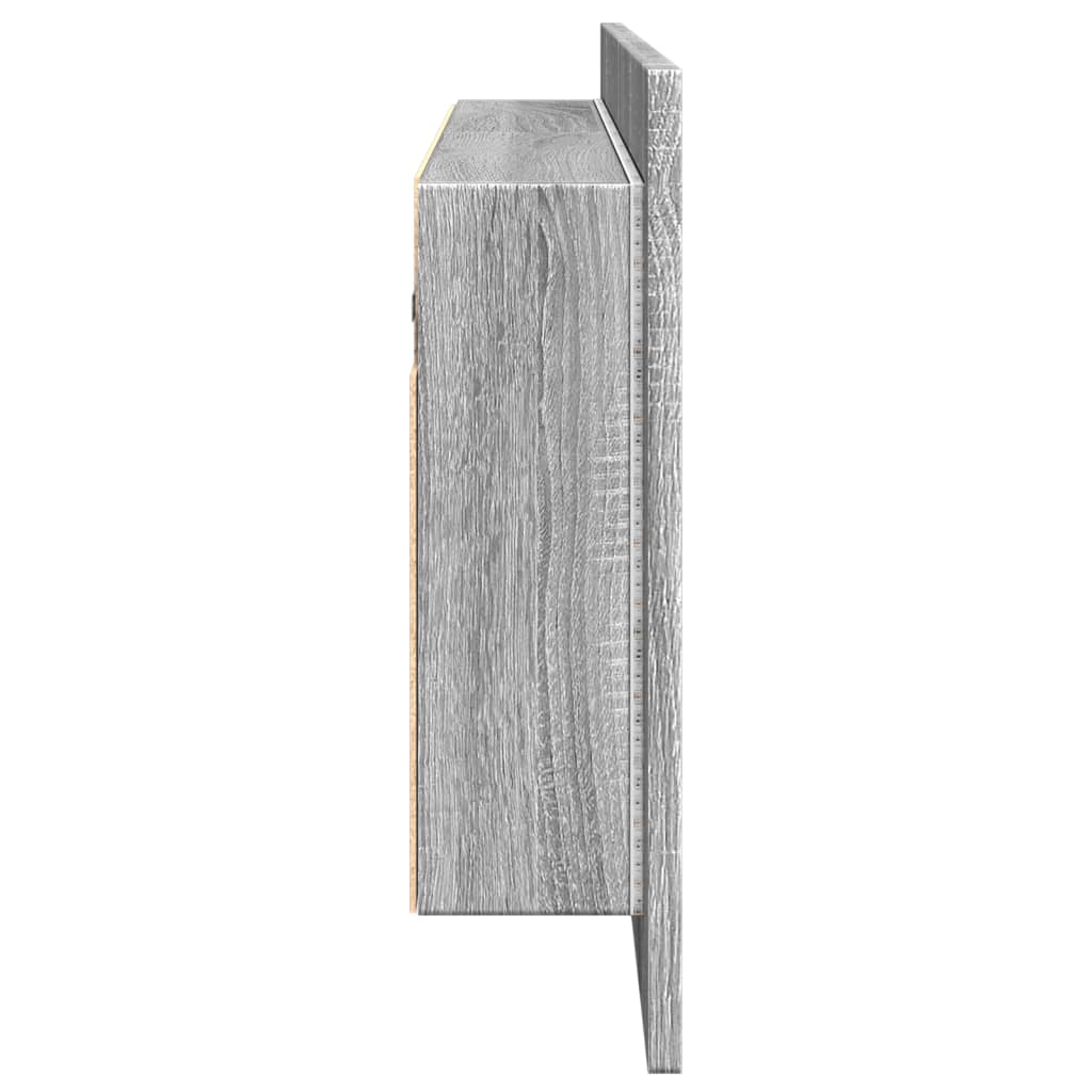 Veidrodinė vonios spintelė su LED, pilka ąžuolo, 100x12x45cm