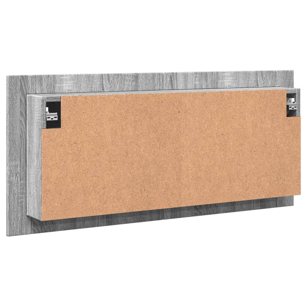 Veidrodinė vonios spintelė su LED, pilka ąžuolo, 100x12x45cm