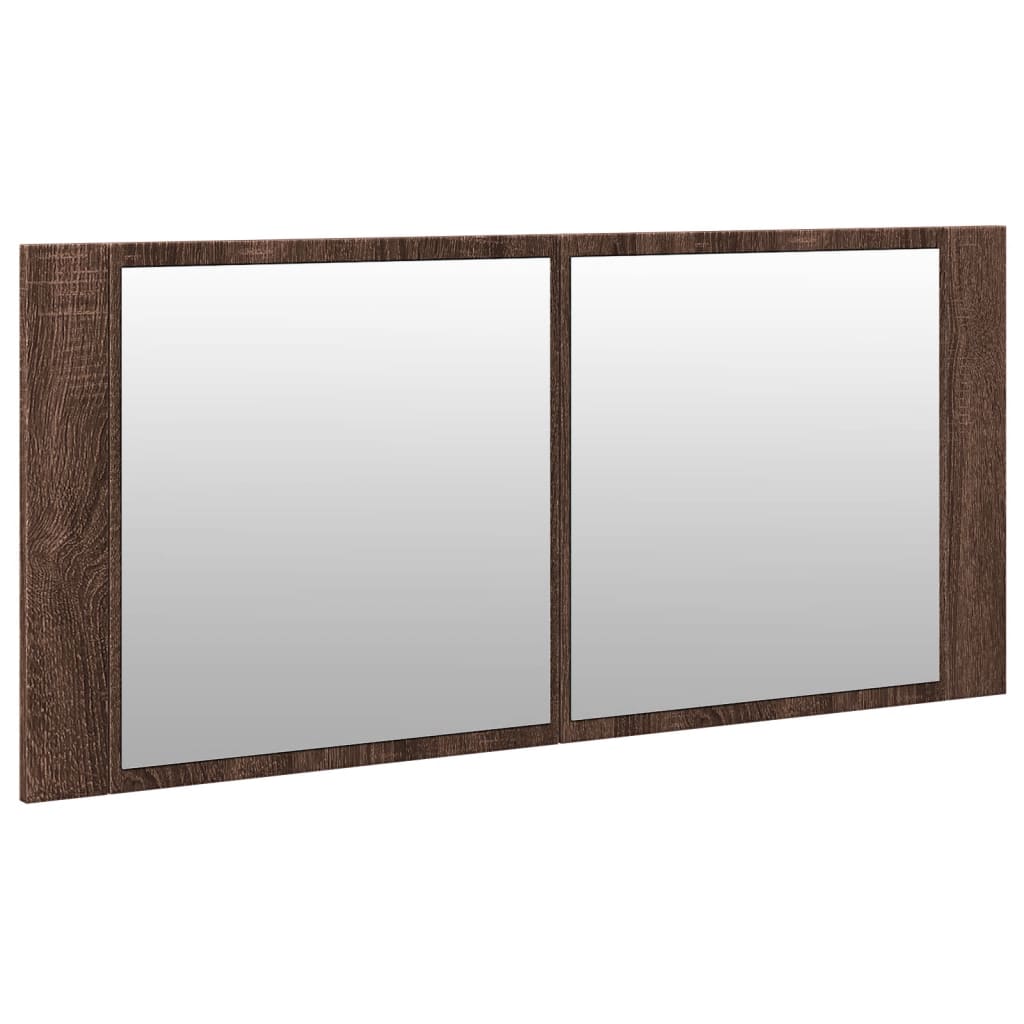 Spoguļskapītis vannasistabai ar LED, brūns ozols, 100x12x45cm