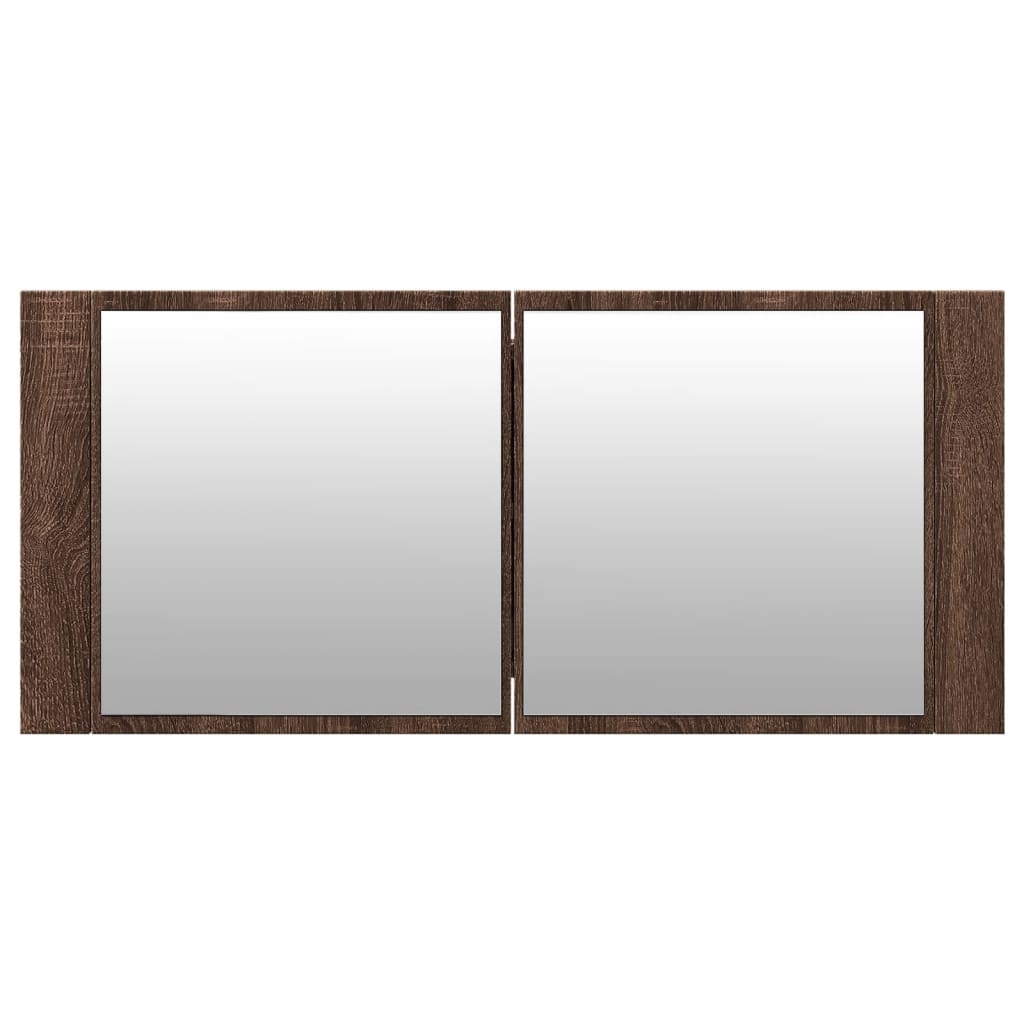 Spoguļskapītis vannasistabai ar LED, brūns ozols, 100x12x45cm