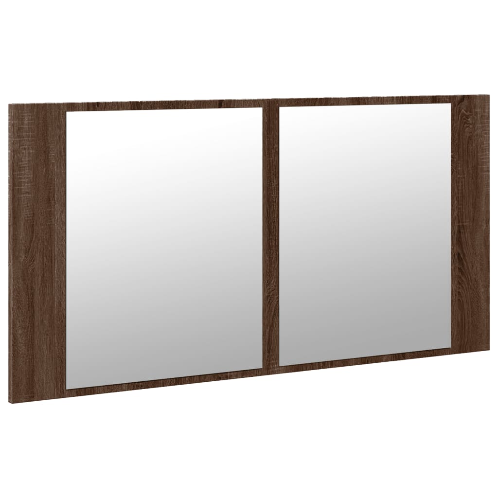 LED Mirror Bathroom Cabinet, Brown, 90x12x45cm, Acrylic