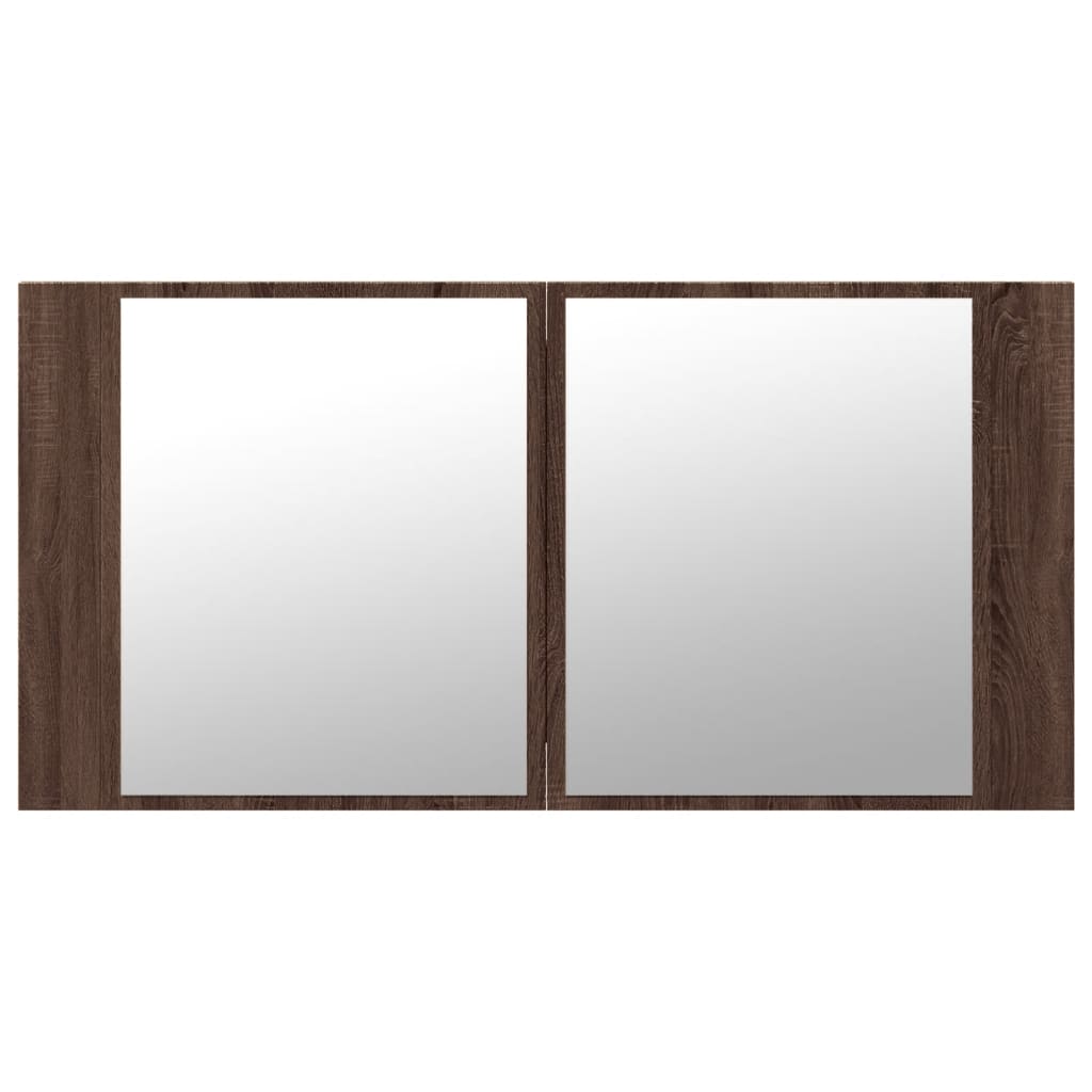 LED Mirror Bathroom Cabinet, Brown, 90x12x45cm, Acrylic