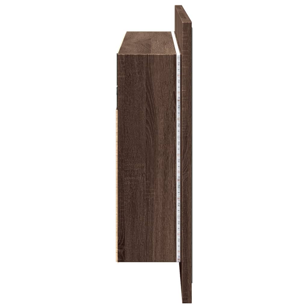 LED Mirror Bathroom Cabinet, Brown, 90x12x45cm, Acrylic