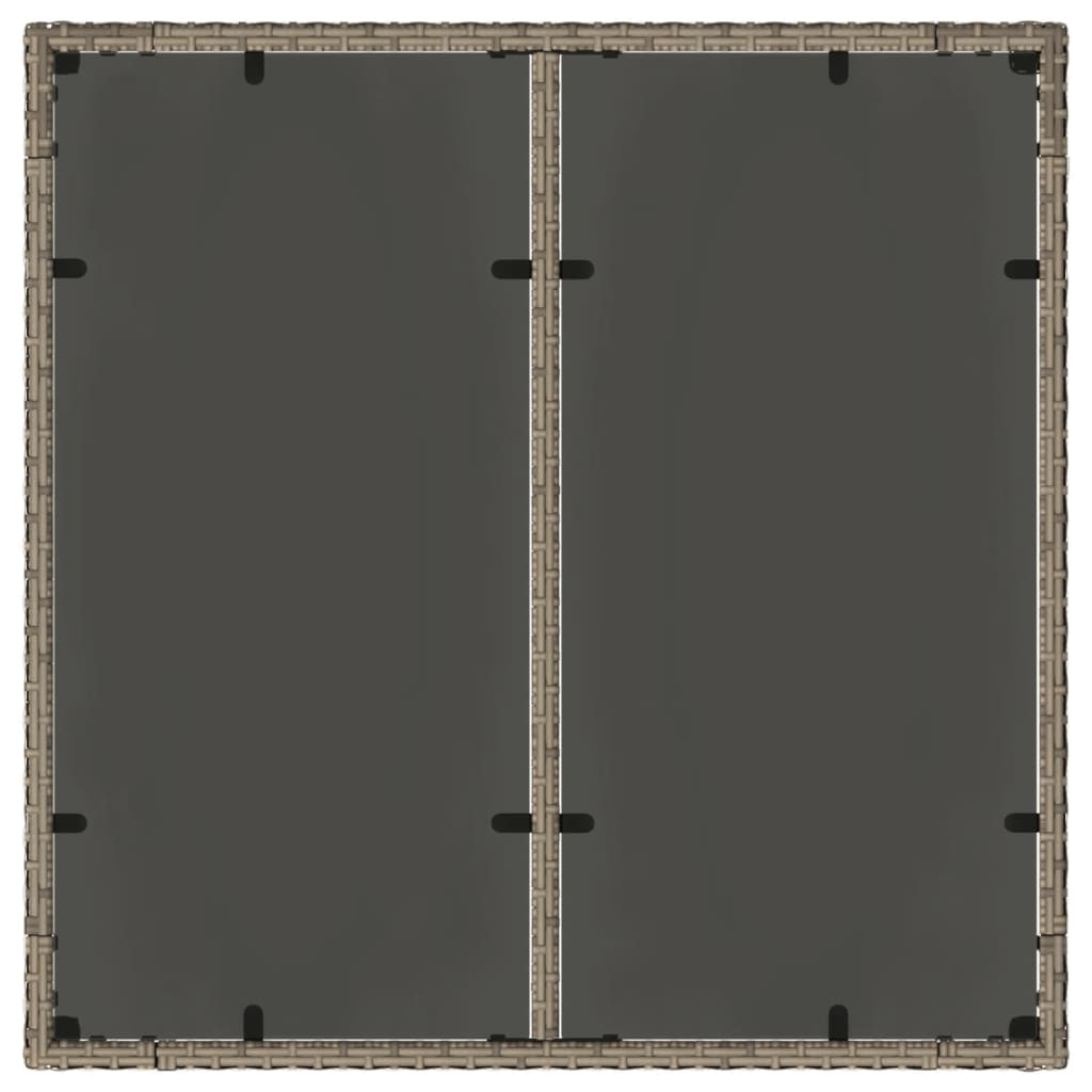 Stalas su stikliniu stalviršiu, pilkas, 90x90x75cm, poliratanas