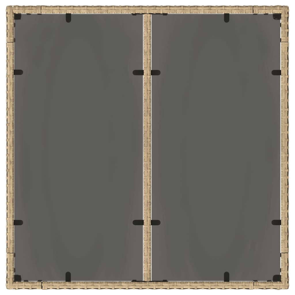 Stalas su stikliniu stalviršiu, smėlio, 90x90x75cm, poliratanas