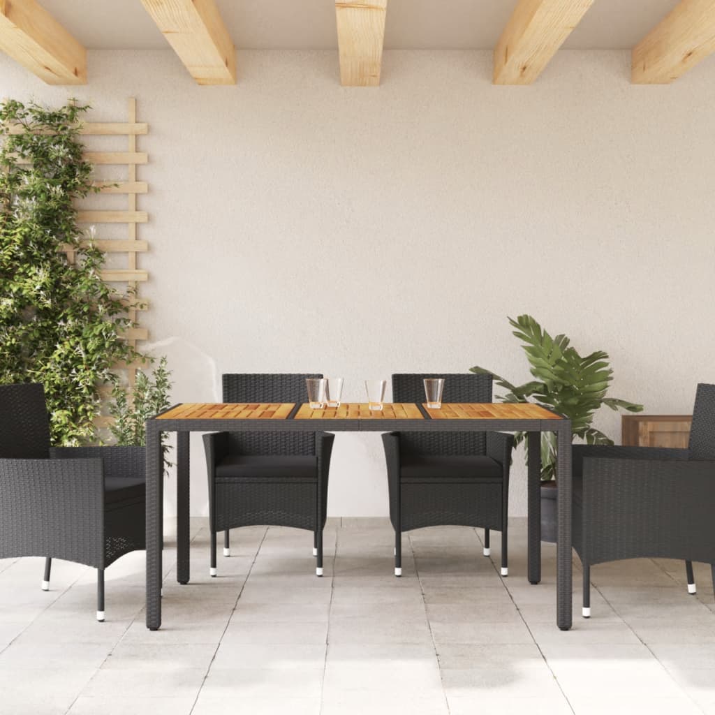 Galds ar koka virsmu, melns, 150x90x75cm, polirotangs