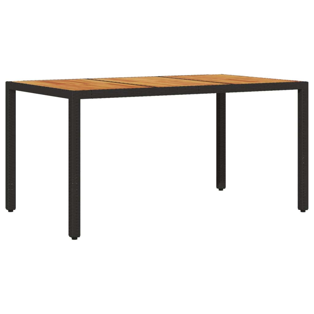 Galds ar koka virsmu, melns, 150x90x75cm, polirotangs