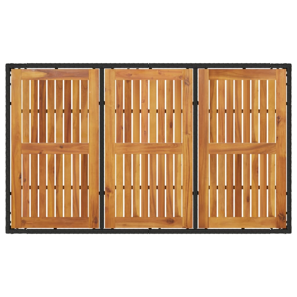 Galds ar koka virsmu, melns, 150x90x75cm, polirotangs