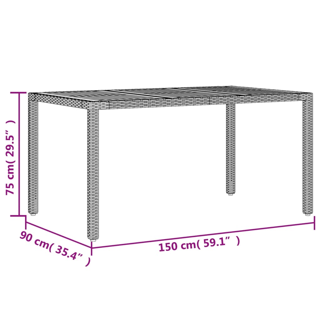 Galds ar koka virsmu, melns, 150x90x75cm, polirotangs