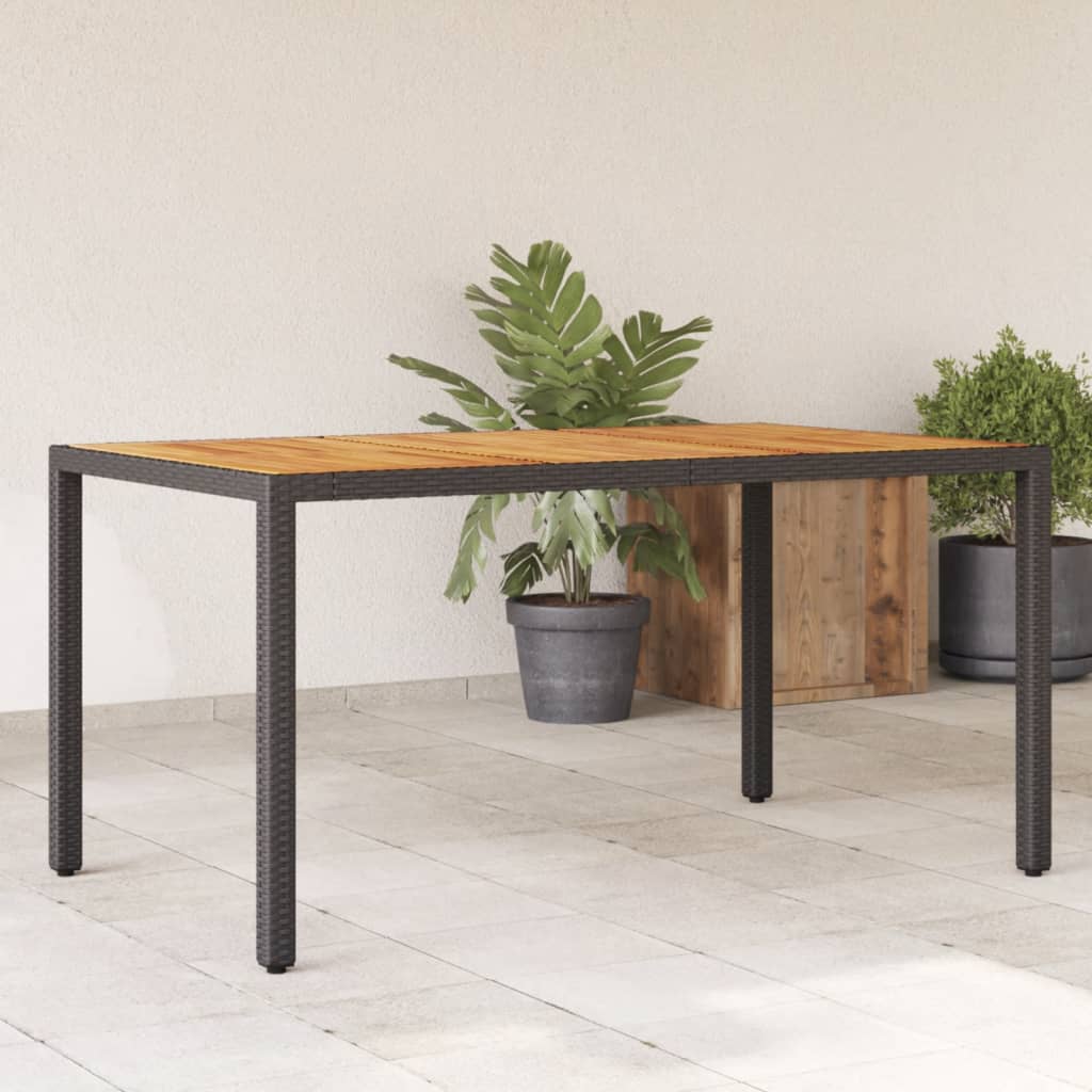 Galds ar koka virsmu, melns, 150x90x75cm, polirotangs