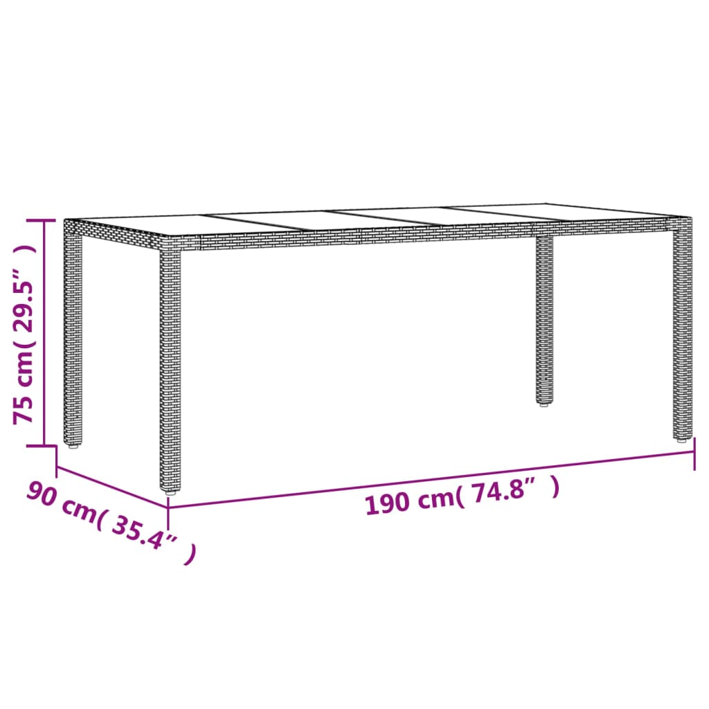 Galds ar stikla virsmu, melns, 190x90x75, polirotangs