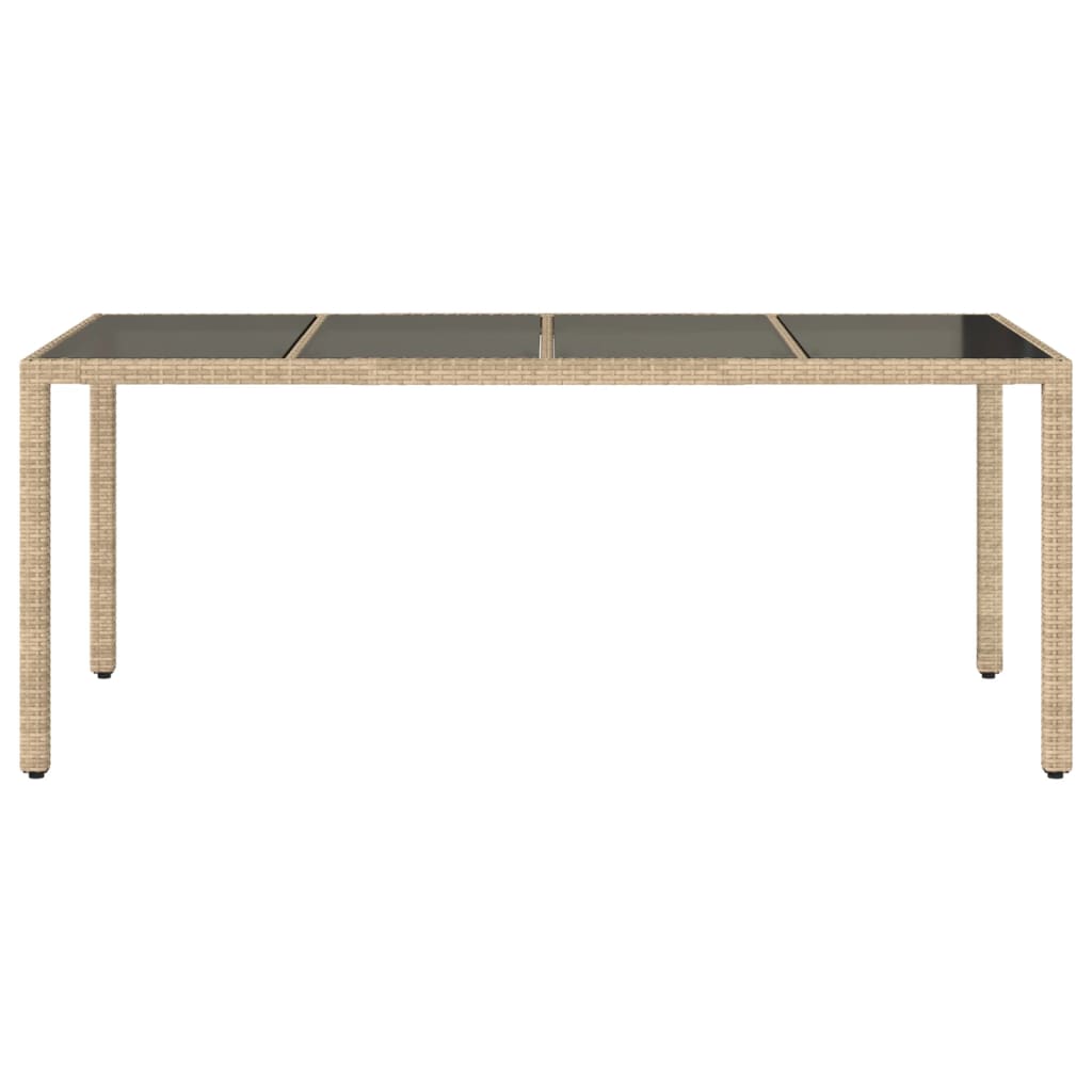 Table with glass top, sand, 190x90x75, polyrattan