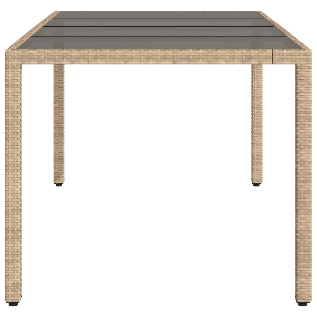 Table with glass top, sand, 190x90x75, polyrattan