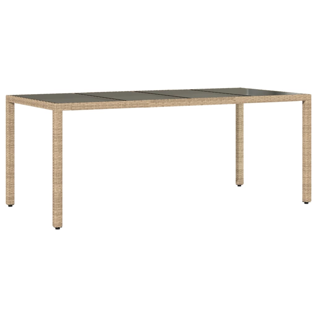 Table with glass top, sand, 190x90x75, polyrattan