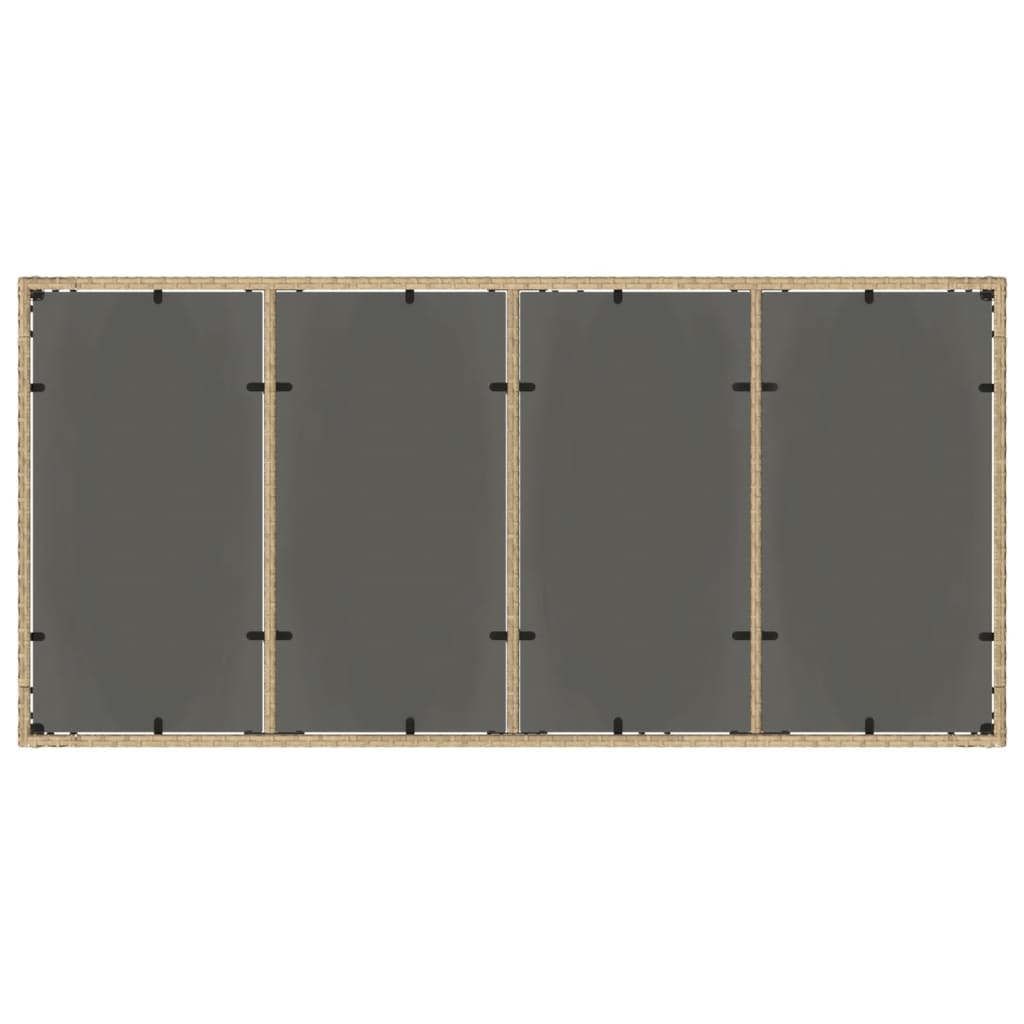 Table with glass top, sand, 190x90x75, polyrattan