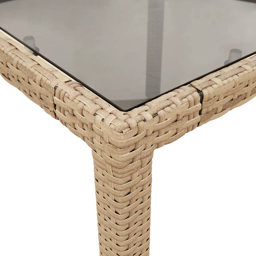 Table with glass top, sand, 190x90x75, polyrattan