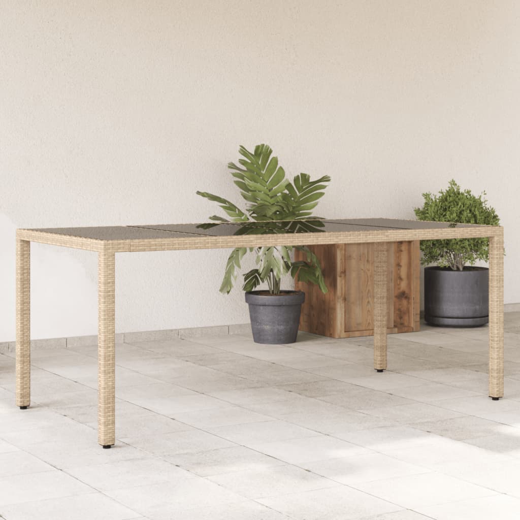 Table with glass top, sand, 190x90x75, polyrattan