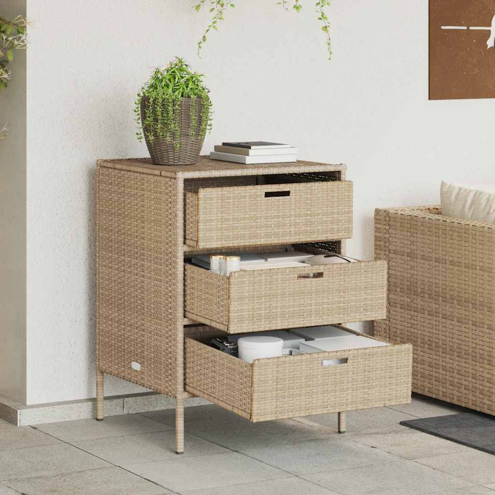 Garden storage cabinet, sand, 55x59x80cm, polyrattan
