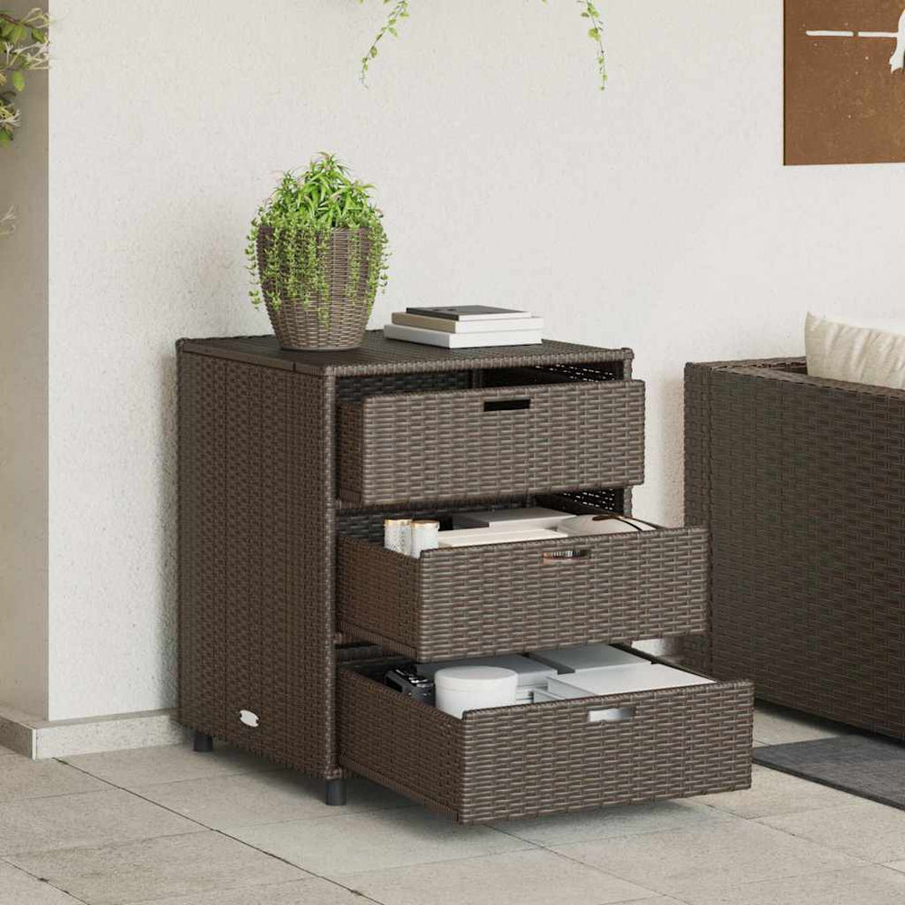 Garden storage cabinet, brown, 50x55x69cm, polyrattan