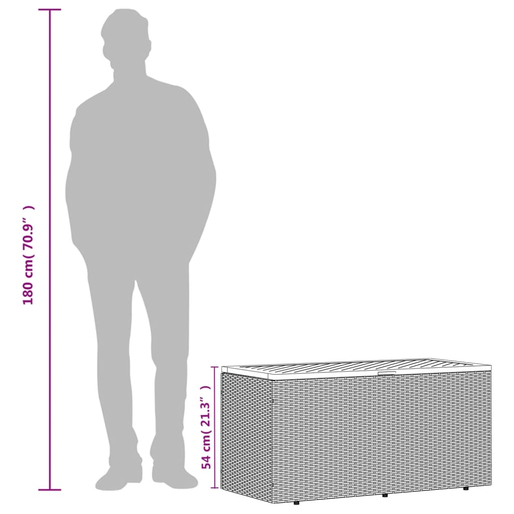Lauko daiktadėžė, 110cm., poliratanas ir akacija
