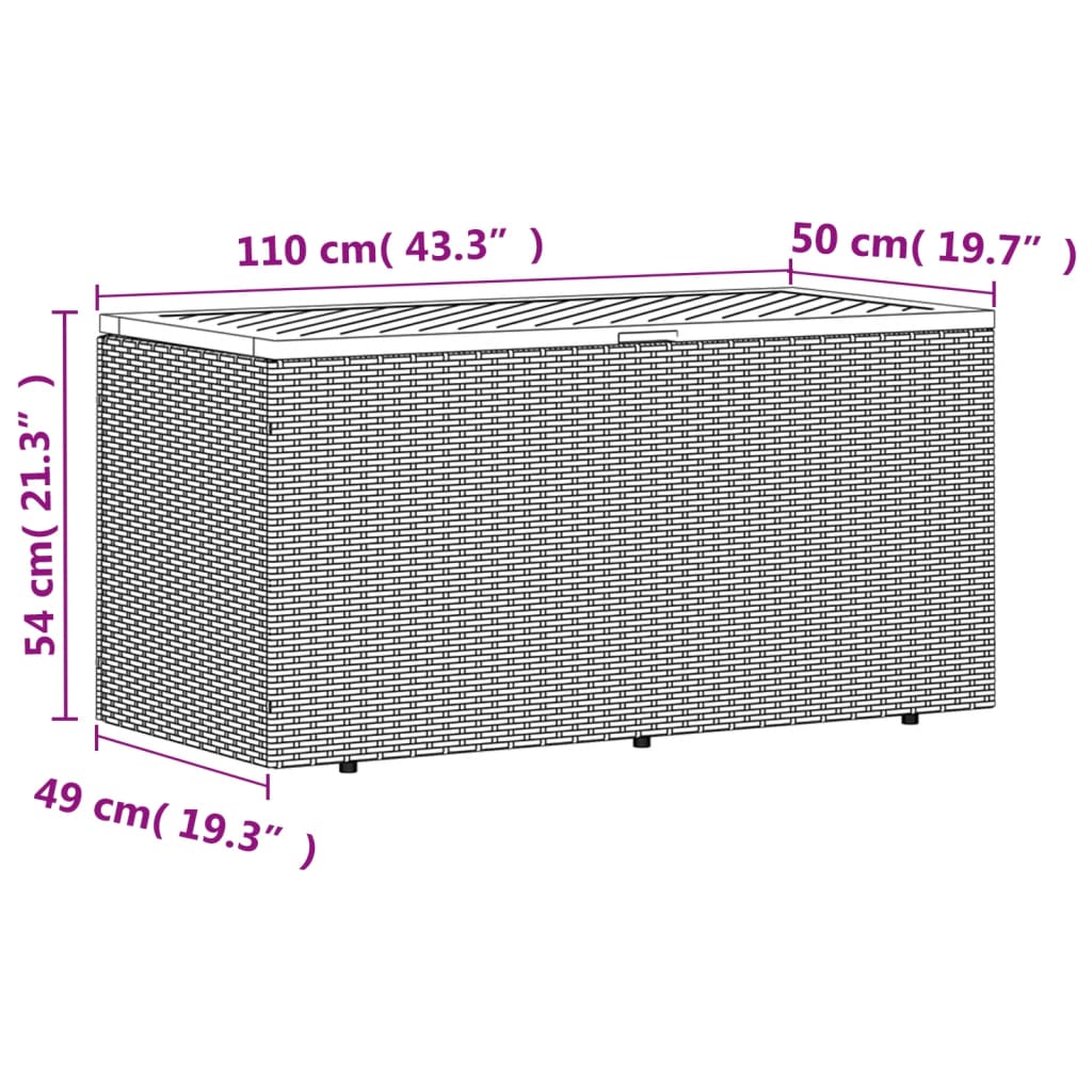 Lauko daiktadėžė, 110cm., poliratanas ir akacija