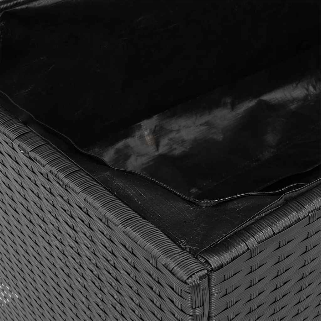 Sodo daiktadėžė, juoda, 220x50x54cm, poliratanas ir akacija