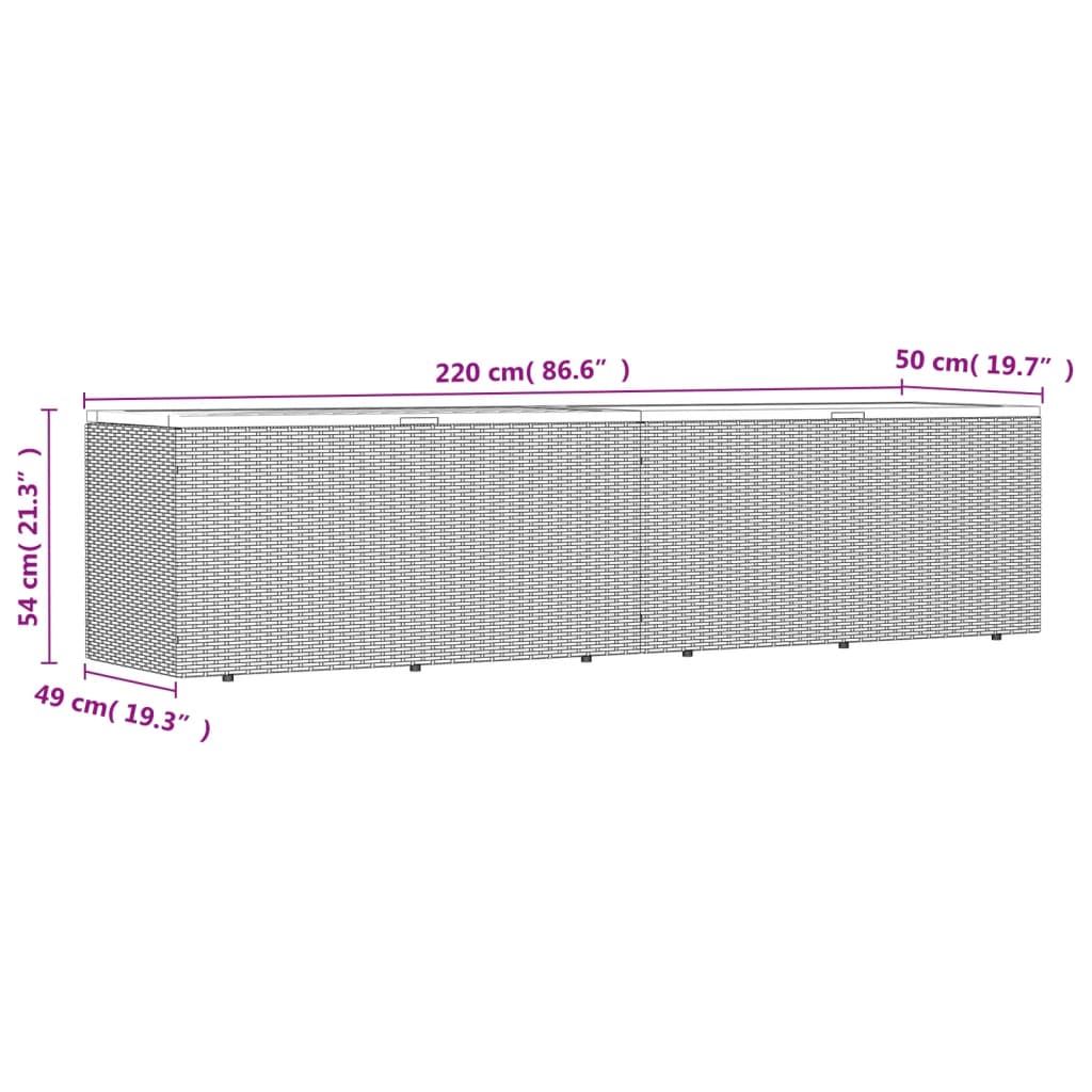 Lauko daiktadėžė, 220 cm., poliratanas ir akacija