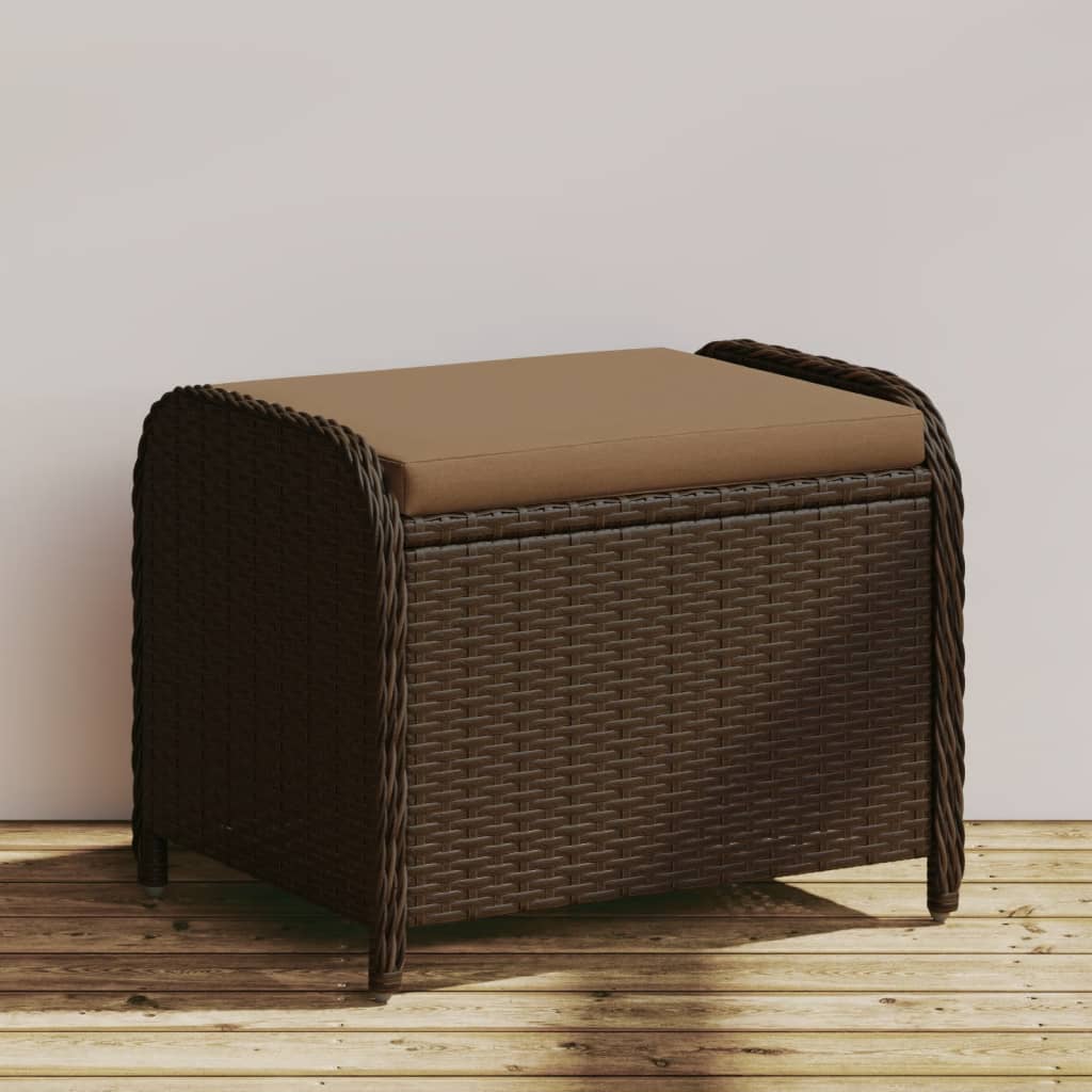 Dārza taburete ar spilvenu, brūna, 58x46x46cm, poliratans