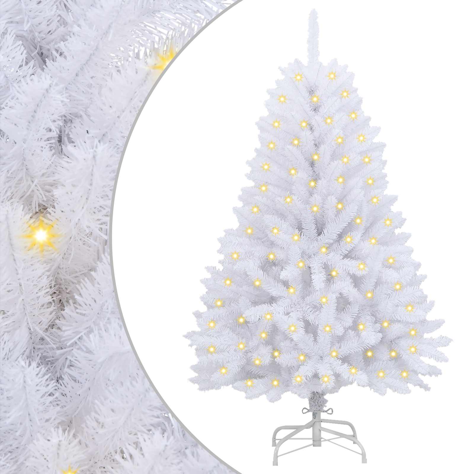 Mākslīgā Ziemassvētku eglīte ar 150 LED balta 120 cm PVC un metāls