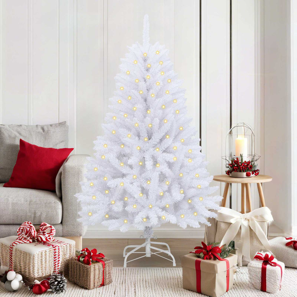 Artificial Christmas Tree with 150 LED White 150 cm PVC and Metal