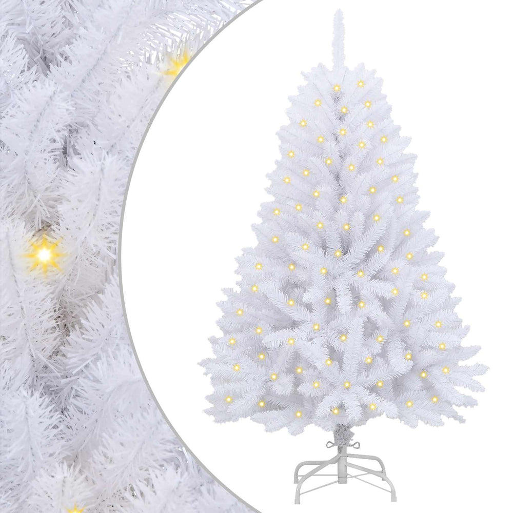 Artificial Christmas Tree with 150 LED White 150 cm PVC and Metal
